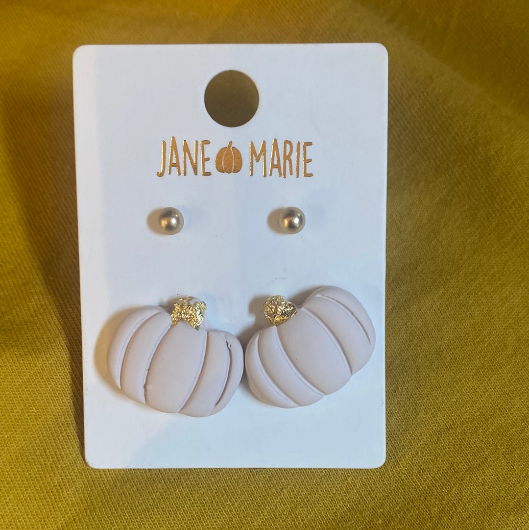 Stud Gold Ball With Gold Accent Pumpkin Earrings