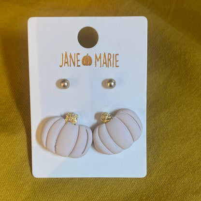 Stud Gold Ball With Gold Accent Pumpkin Earrings