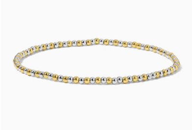 2.5MM Gold+Silver Metal Bead Stretch Bracelet