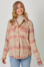Fringe Detailed Plaid Jacket