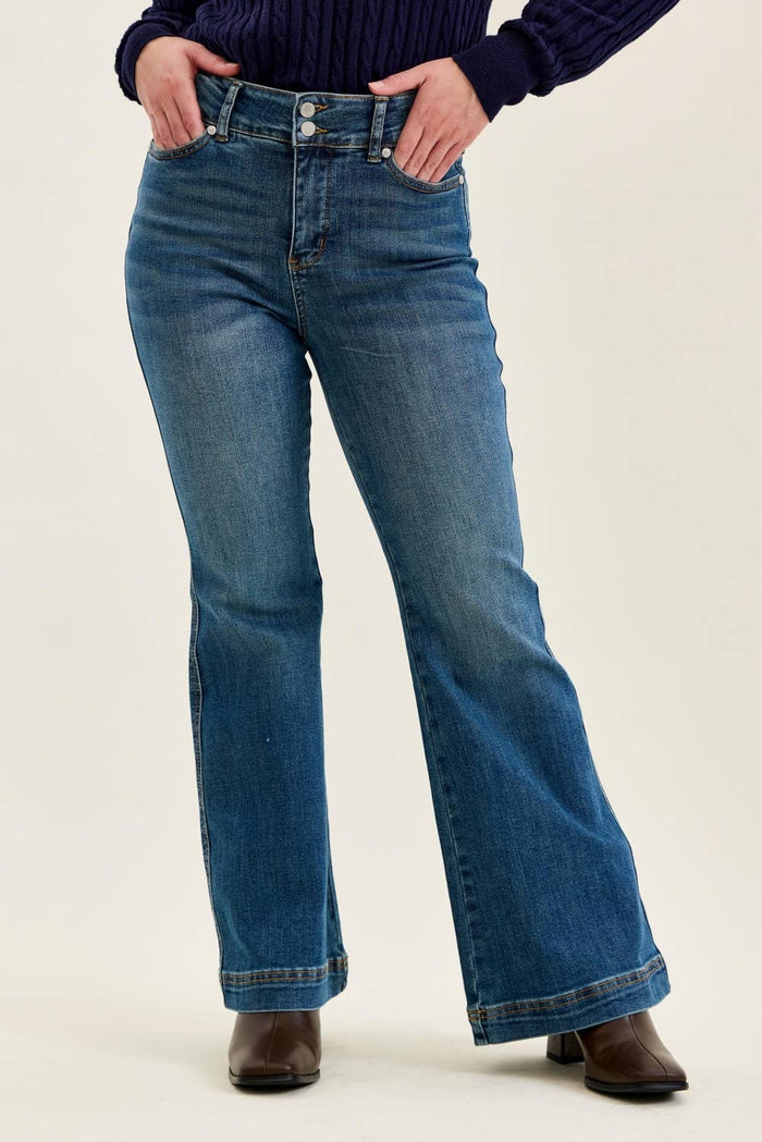 Judy Blue Jeans - HW Petite Flare Tummy Control Double Button WB