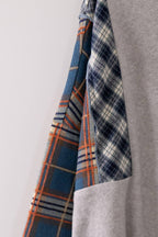 Havanah Contrast Plaid Sleeve Top