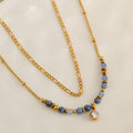 Howard's - Waterproof Necklace 15" Layered Station Lapis Beaded Narelle