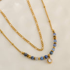 Howard's - Waterproof Necklace 15" Layered Station Lapis Beaded Narelle