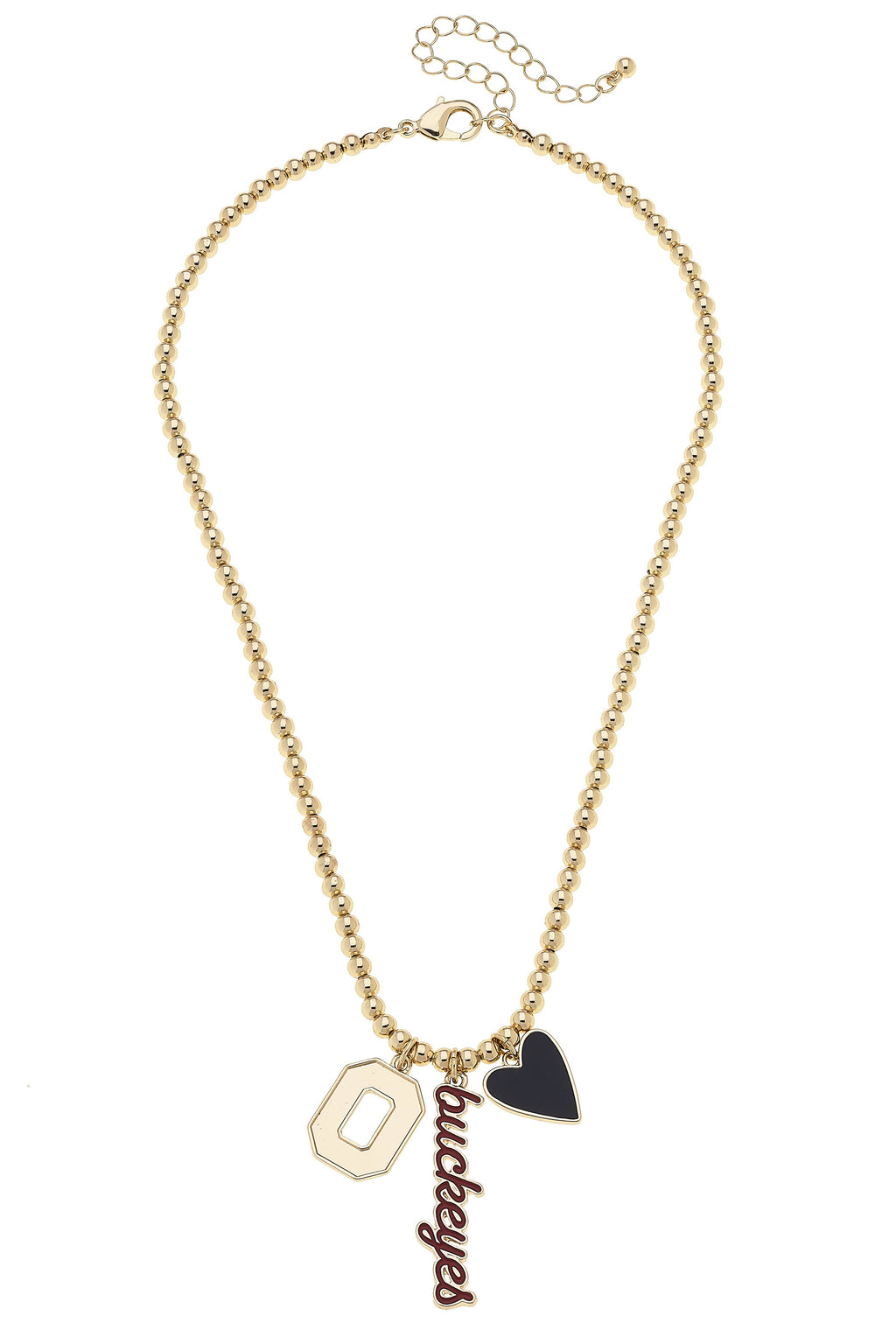 Canvas Style - Ohio State Buckeyes Ball Bead Charm Necklace in Shiny Gold
