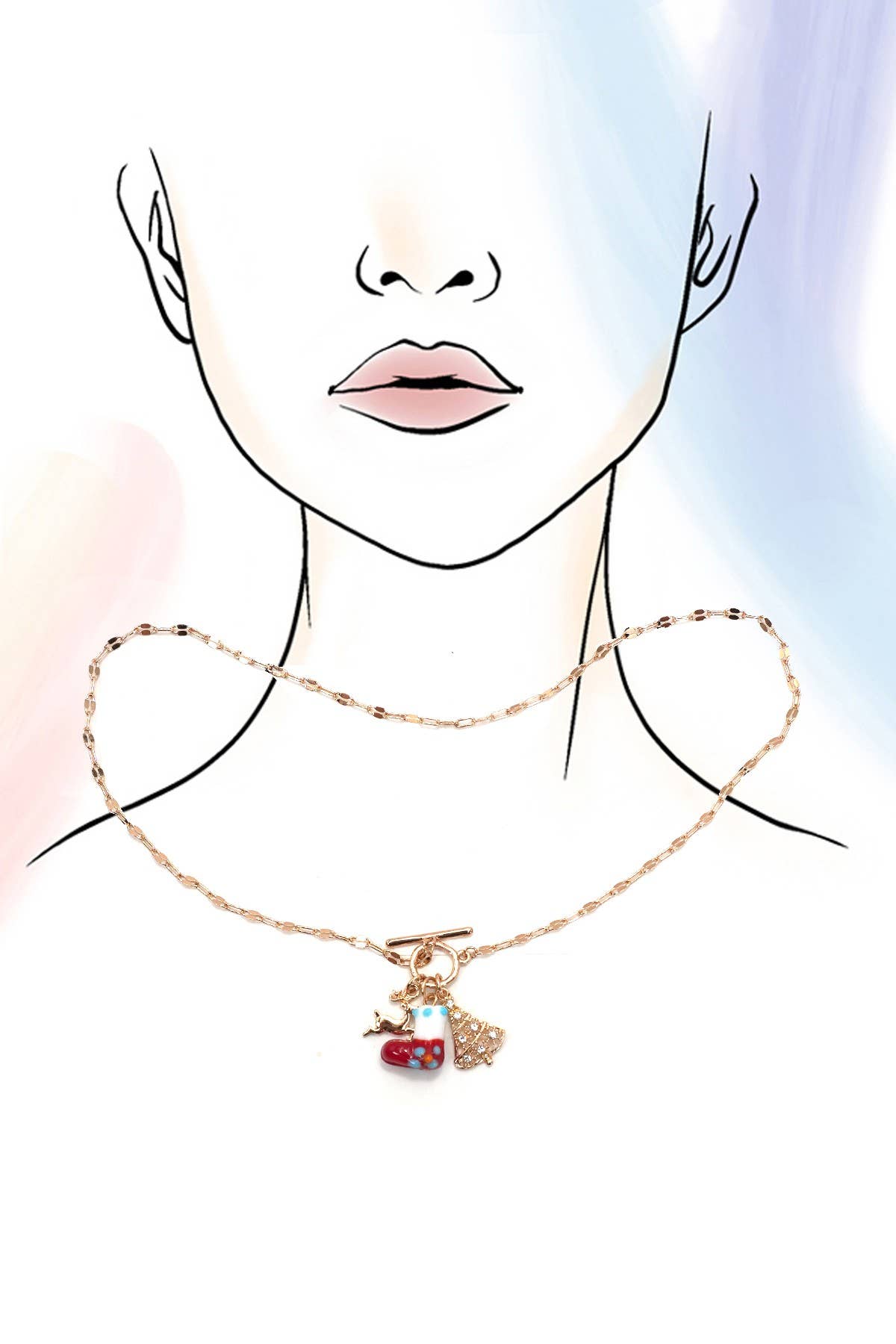 JOSSLYN by wall to wall - CHARM NECKLACE-CHRISTMAS SOCKS TREE RUDOLPH |
