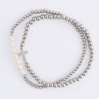 Howard's - Cross Bracelet Pearl Beaded Waterproof Narelle Duo Set