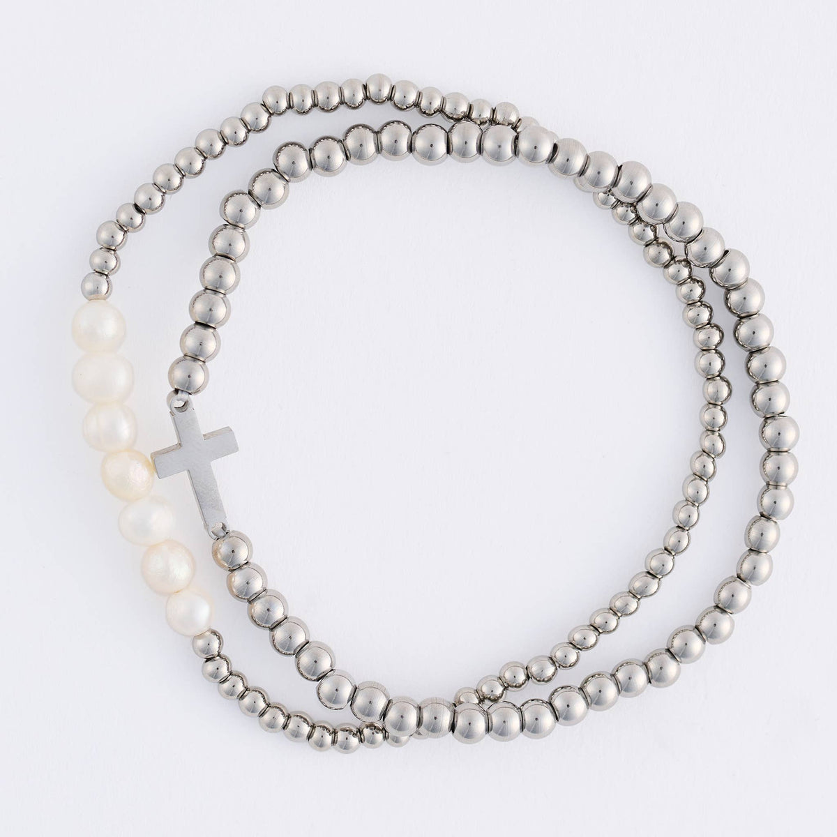 Howard's - Cross Bracelet Pearl Beaded Waterproof Narelle Duo Set