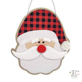 JEC Home Goods Inc - Christmas Santa Burlap Burlap Puffy Wall Hanging Rustic Porch Door Décor  20"x17.5"