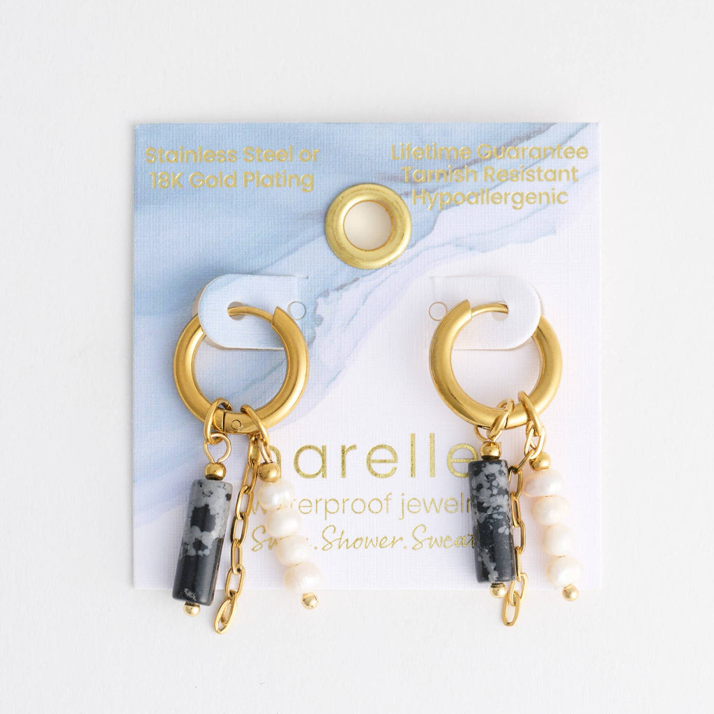Howard's - Hoop Earrings Pearl Gemstone Beaded Waterproof Gold Narelle