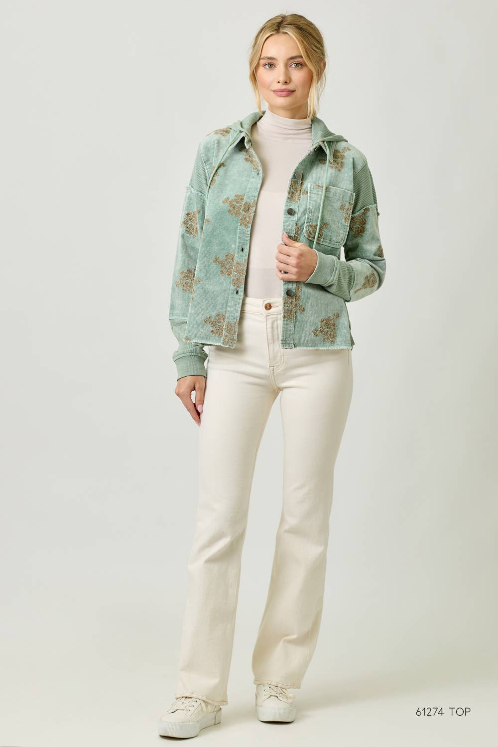 Festive Flower Embroidery Hoodie Jacket