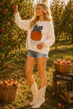 Main Strip - Pumpkin Season Gingham Bow Graphic Sweatshirt