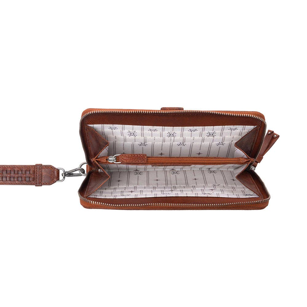 Myra Bag - Myra Zidana Elko Braided Veg Tanned Leather Wallet in Auburn Glow