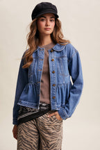 Listicle - Peplum Hem Denim Jacket