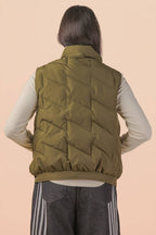 Bermie Mock Neck Casual Zigzag Quilted Puffer Vest