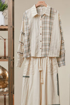 Mello. - Bohemian Lace Panel Mixed Stripe Shirt