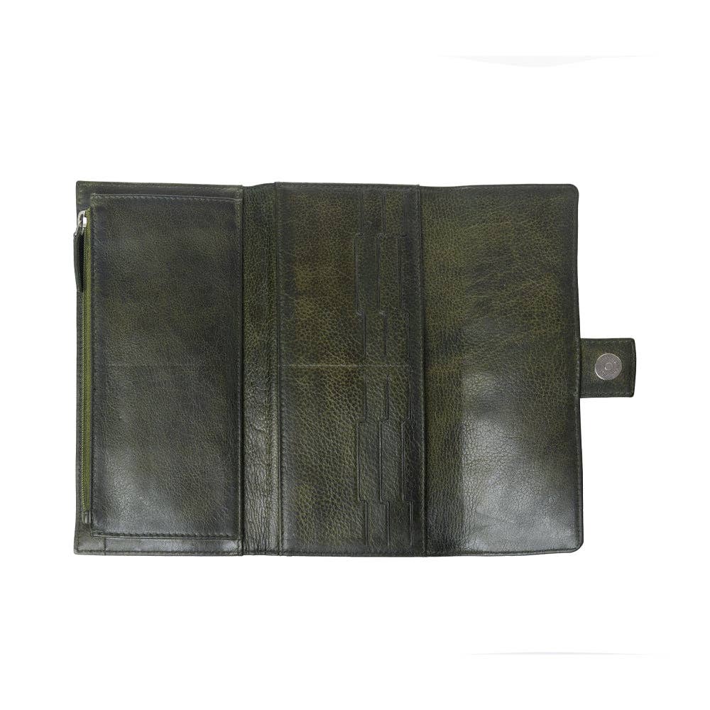 Myra Bag - Myra Zidana Santa Fe Woven Veg Tanned Leather Wallet in Luna Green