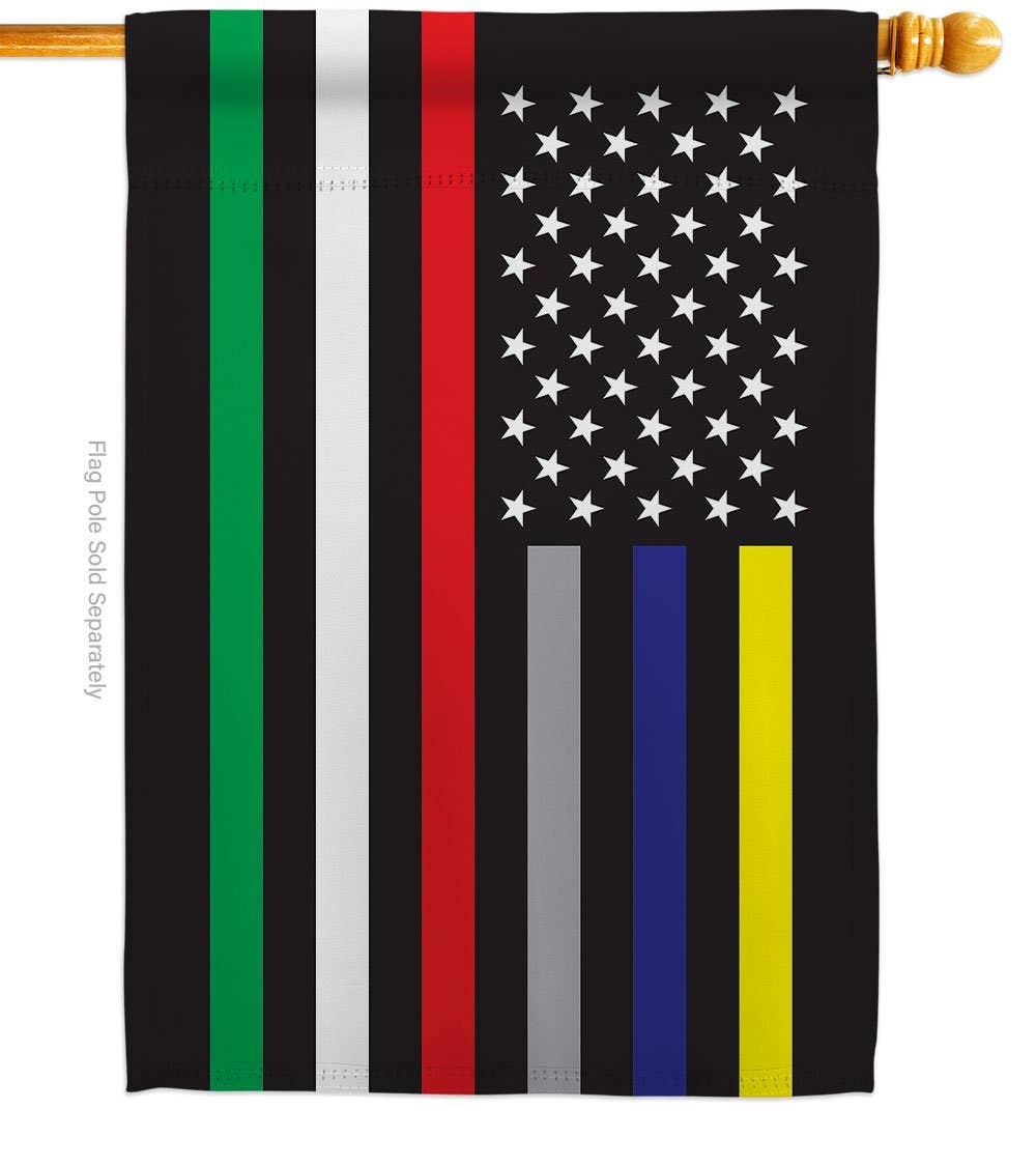 Two Group Flag Co - US First Responders Line EMT Police Firefighter Thin Flag
