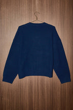 Santa Pug Graphic Crew Neck Knit Sweater Le Lis