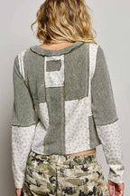 Pol Clothing - Waffle Knit Contrast Patchwork Top