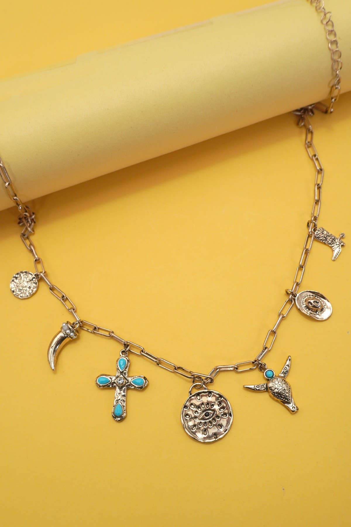 CHARM NECKLACE-WESTERN CROSS COWBOY HAT | 80N91684