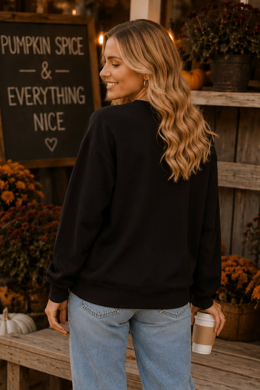 Main Strip - Halloween Pumpkin Skeleton Printed Graphic Crewneck