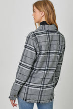 Fringe Detailed Plaid Jacket