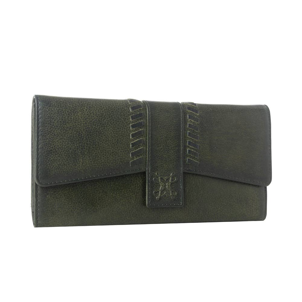 Myra Bag - Myra Zidana Santa Fe Woven Veg Tanned Leather Wallet in Luna Green