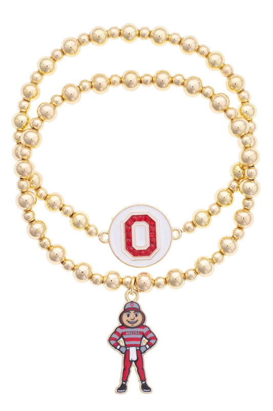 Canvas Style - Ohio State Buckeyes Ball Bead BraceletSet of 2