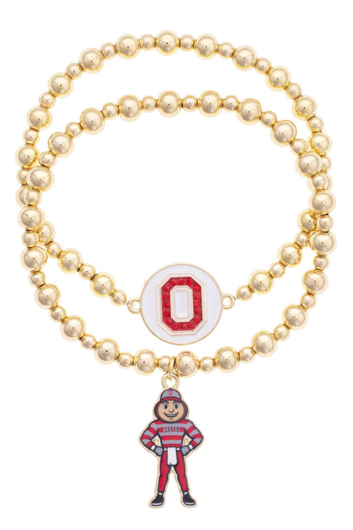 Canvas Style - Ohio State Buckeyes Ball Bead BraceletSet of 2