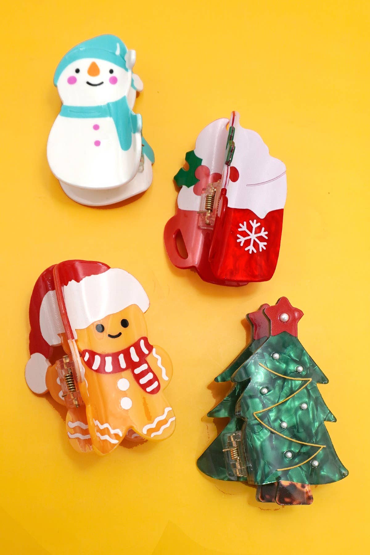 JOSSLYN by wall to wall - CHRISTMAS TREE SANTA SNOWMAN HAIR CLAW CLIPS |