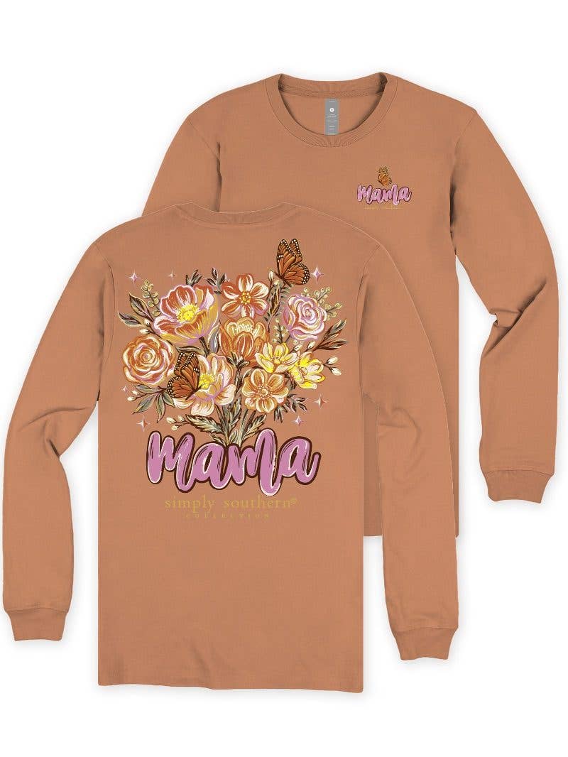 simply southern - Long Sleeve Mama T-Shirt CHSTNT
