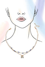 CERAMIC PORCELAIN PEARL BOW LAYER NECKLACE