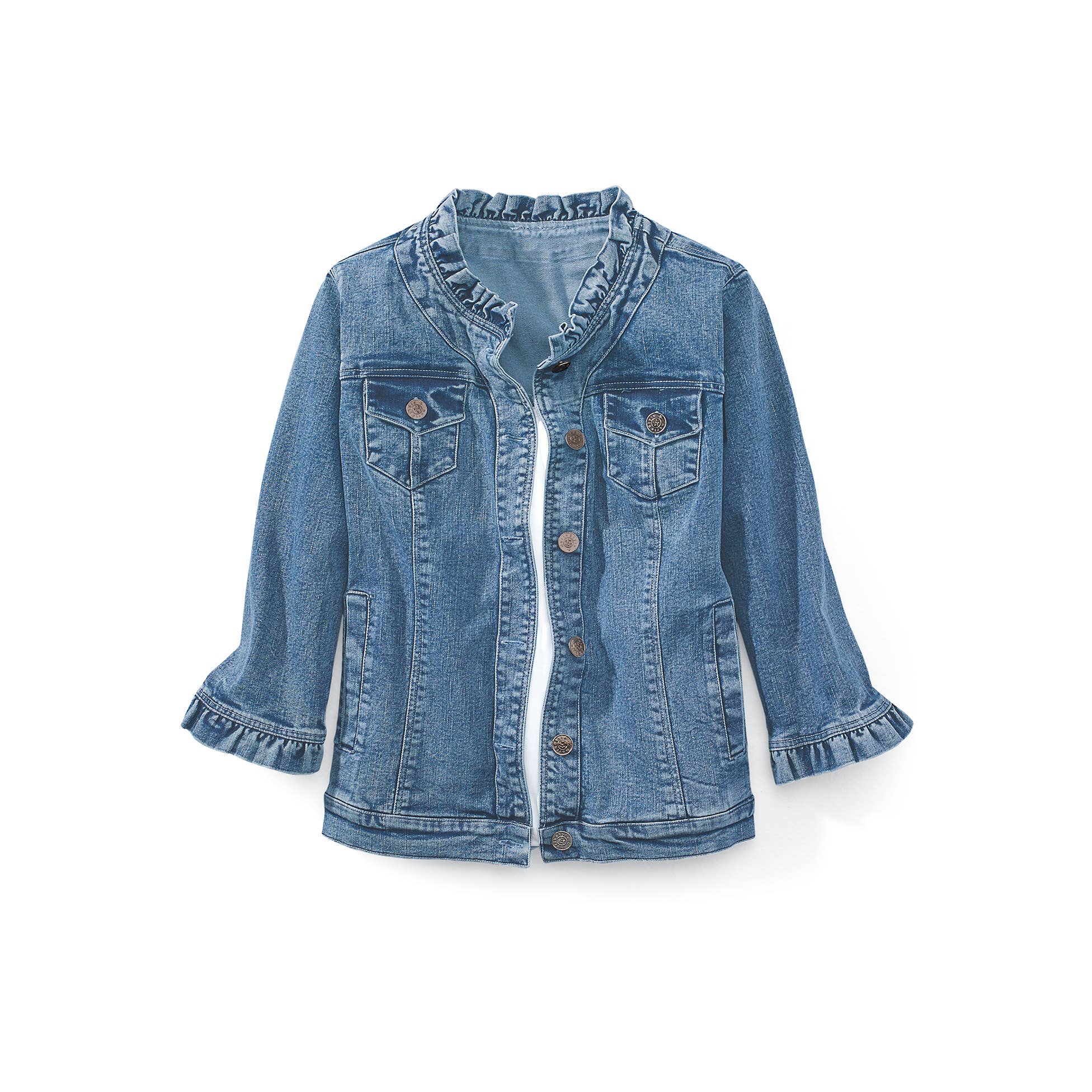 NorthStyle - Ruffle Trimmed Denim Jacket