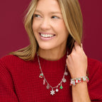 Christmas Necklace 18" Multi Charm Holiday Statement Chain