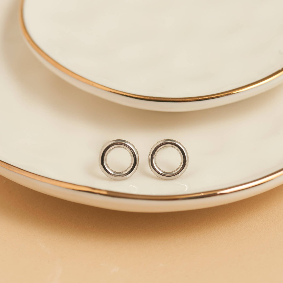 Howard's - Waterproof Earrings Circle Studs Stainless Steel & Gold