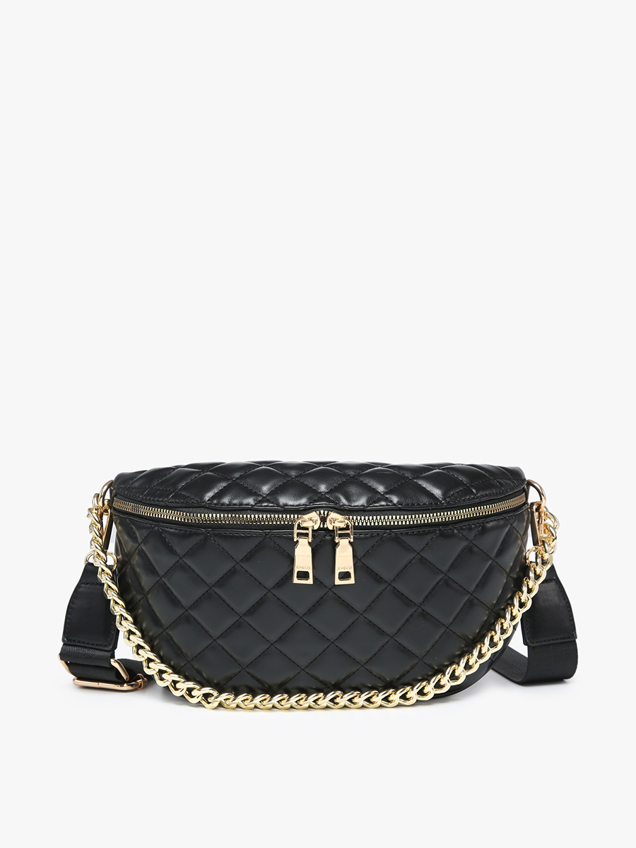 Jen & Co. - M2402 Sylvie Quilted Belt Bag with Chain Strap