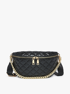 Jen & Co. - M2402 Sylvie Quilted Belt Bag with Chain Strap