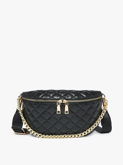Jen & Co. - M2402 Sylvie Quilted Belt Bag with Chain Strap