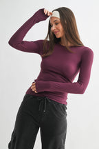 Essential Long-Sleeved Micro-Ribbed Athleisure Top Mono-B