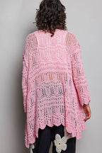 Pol Clothing - Weave Pattern Solid Thin Acrylic Sweater Open Cardigan SALE