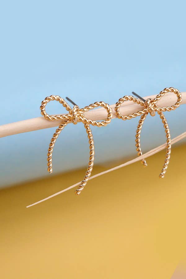ROPE BOW DESIGN STUD EARRINGS |