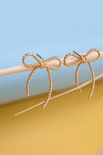 ROPE BOW DESIGN STUD EARRINGS |