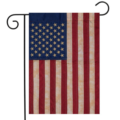 Briarwood Lane - Tea Stained American Flag Embroidered Garden Flag