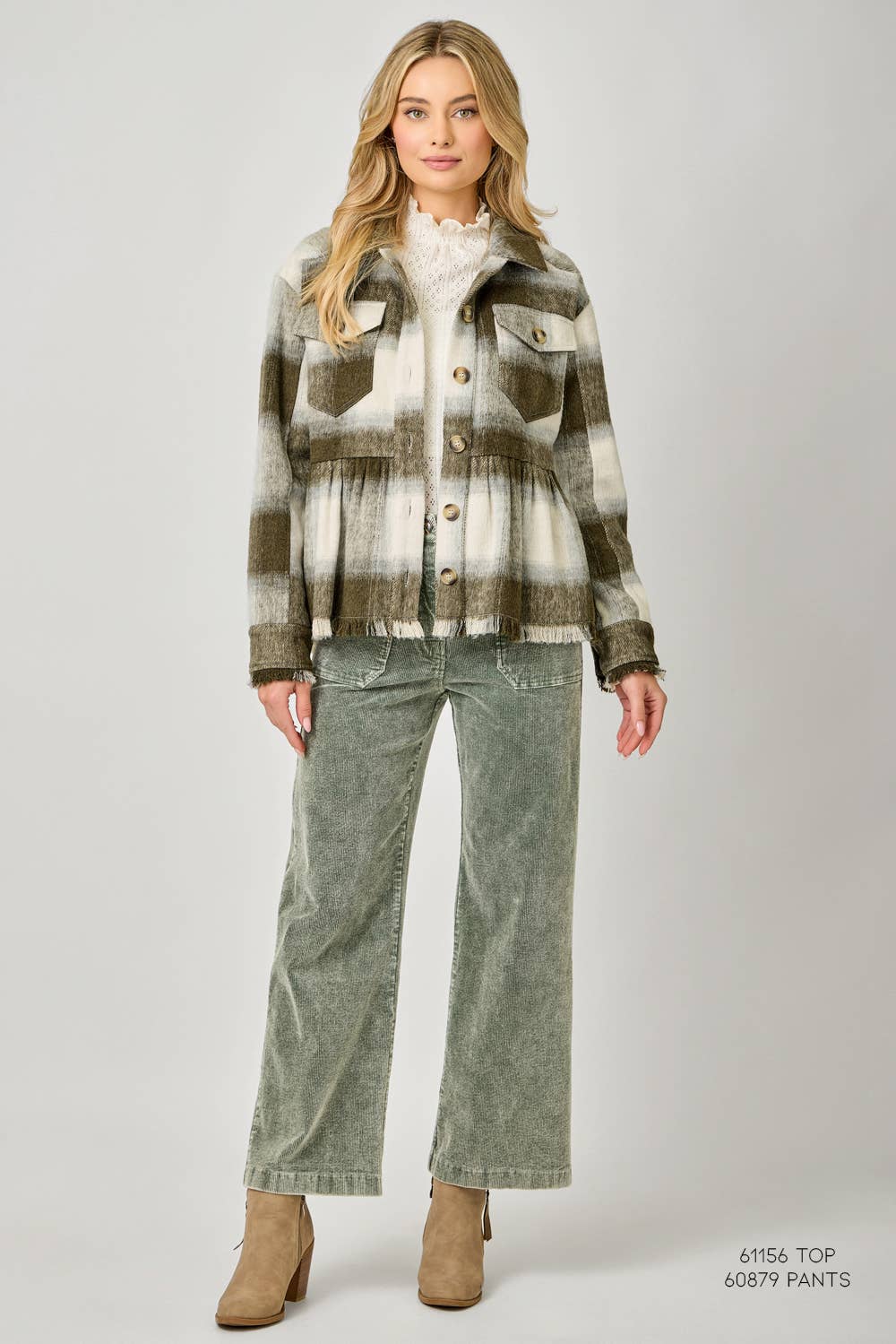 Perfect Peplum Fringe Plaid Jacket