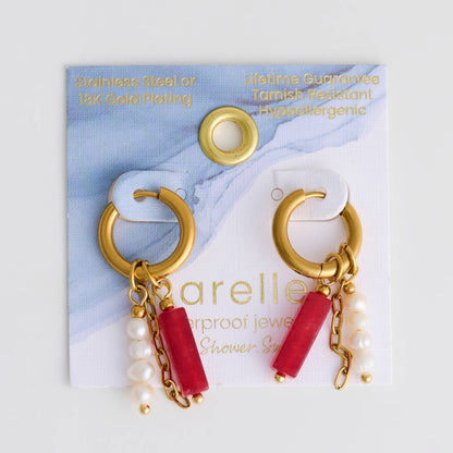 Howard's - Hoop Earrings Pearl Gemstone Beaded Waterproof Gold Narelle