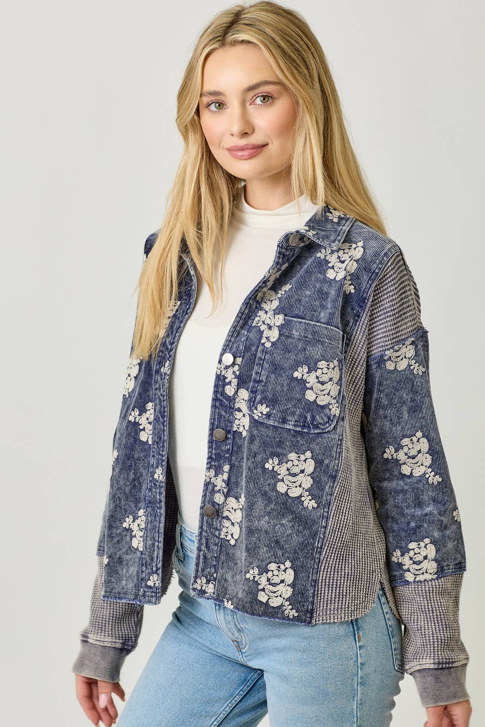 Festive Flower Embroidery Hoodie Jacket