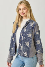 Festive Flower Embroidery Hoodie Jacket
