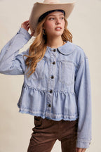 Listicle - Peplum Hem Denim Jacket