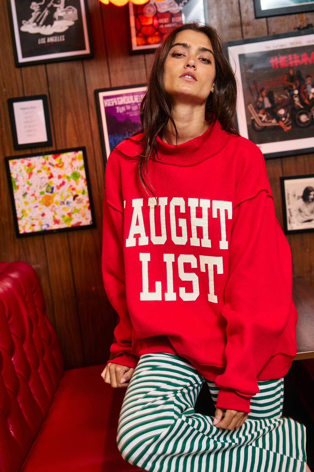 BUCKETLIST INC - IT2594-NICELIST | Reversible 'LIST' Slogan Mockneck Pullover